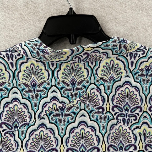 Chicos Shirt Womens 2 (LARGE) No-Iron 100% Linen Button-Up 3/4 Sleeve EUC - Picture 10 of 15